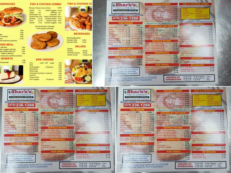 Sharks Fish & Chicken Menu