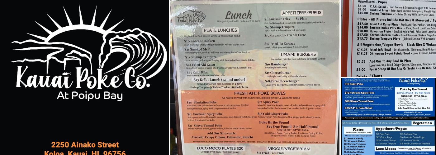 Kauai Poke Co. Menu