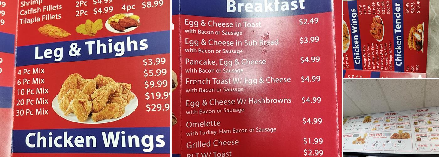 Tasty Chicken & Salad Wentworth AVE Menu