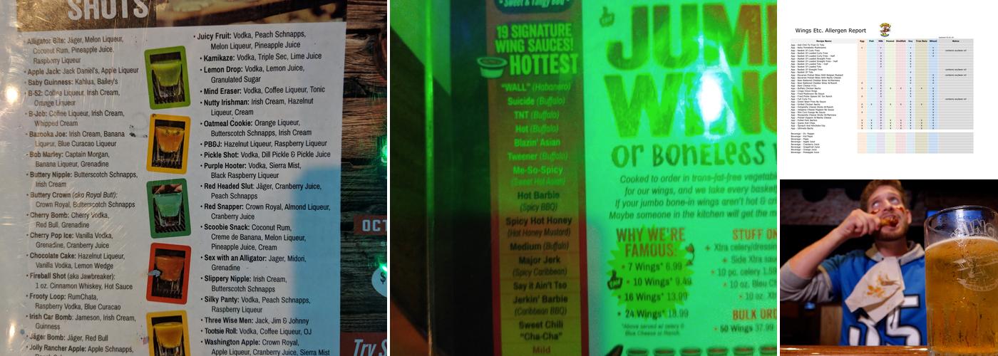 Wings Etc. Menu