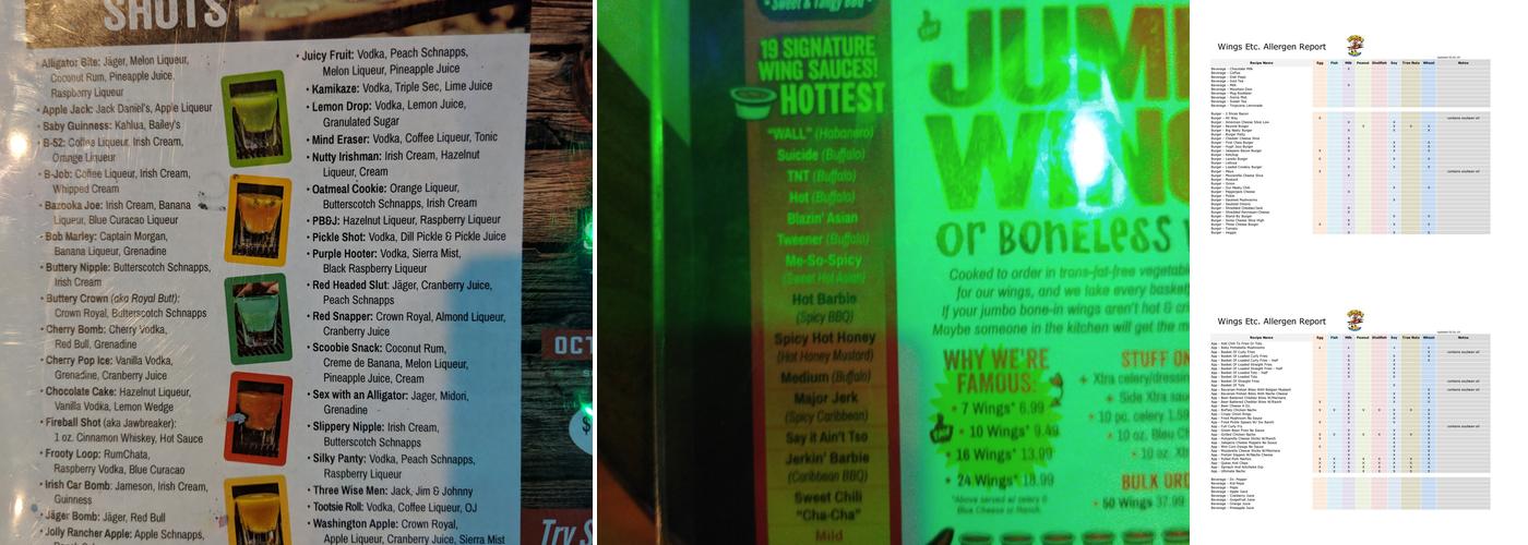 Wings Etc. Menu