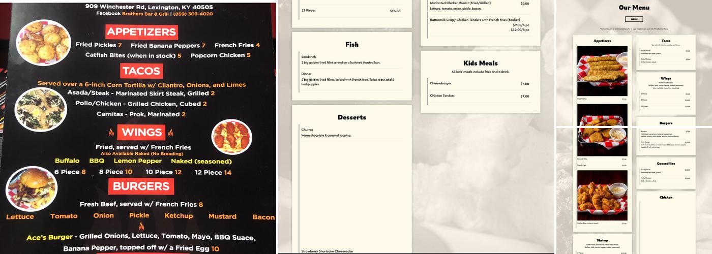 Brothers Bar and Grill Menu