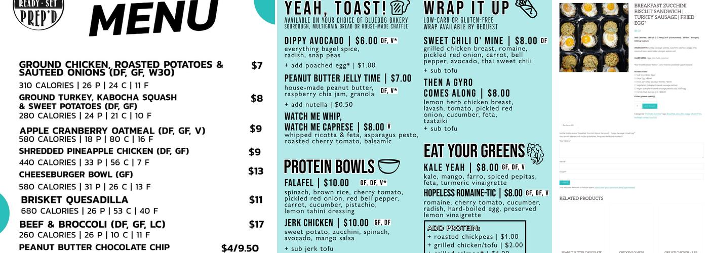 Ready Set Prep'd Menu