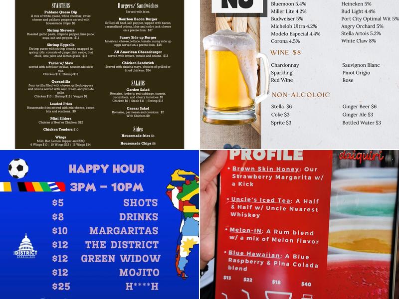 The District Sports Bar Menu