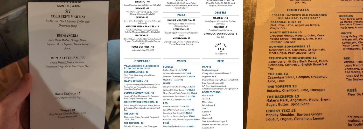 SPIN Washington DC Menu