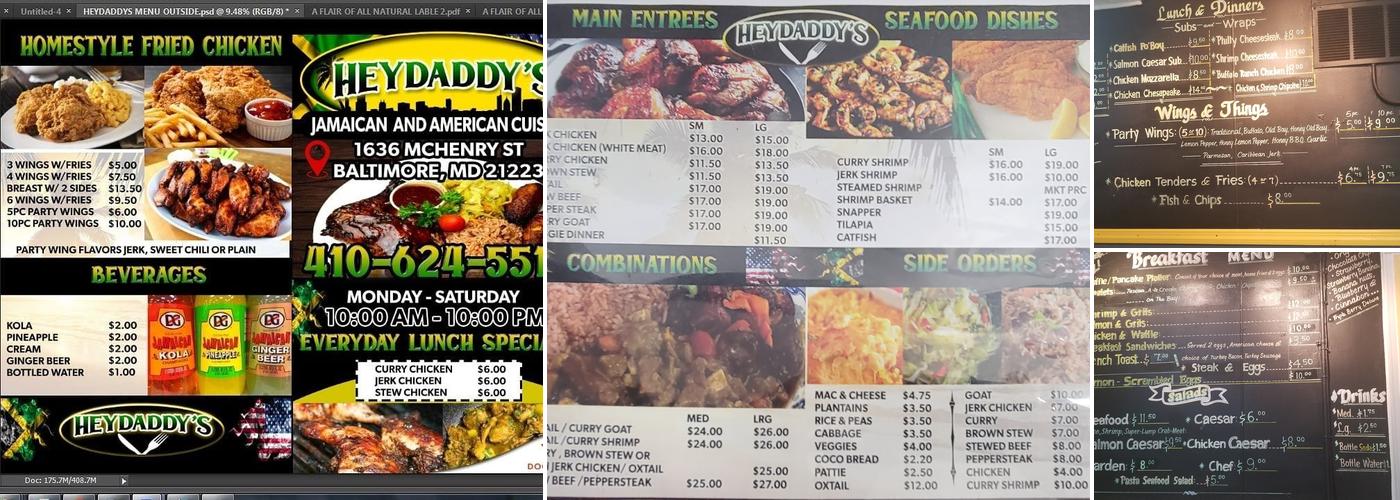 HeyDaddy’s Menu