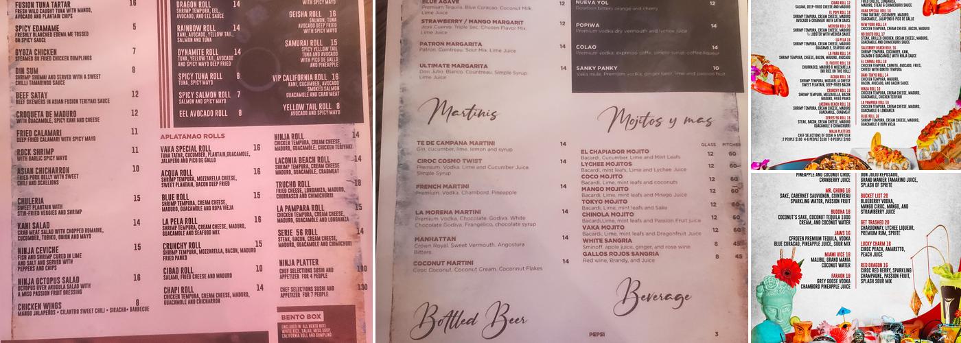 Vaka Restaurant Menu