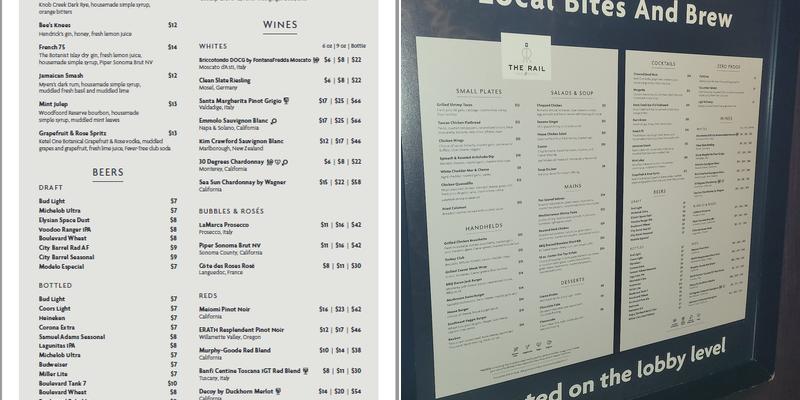 The Rail Bar & Bites Menu