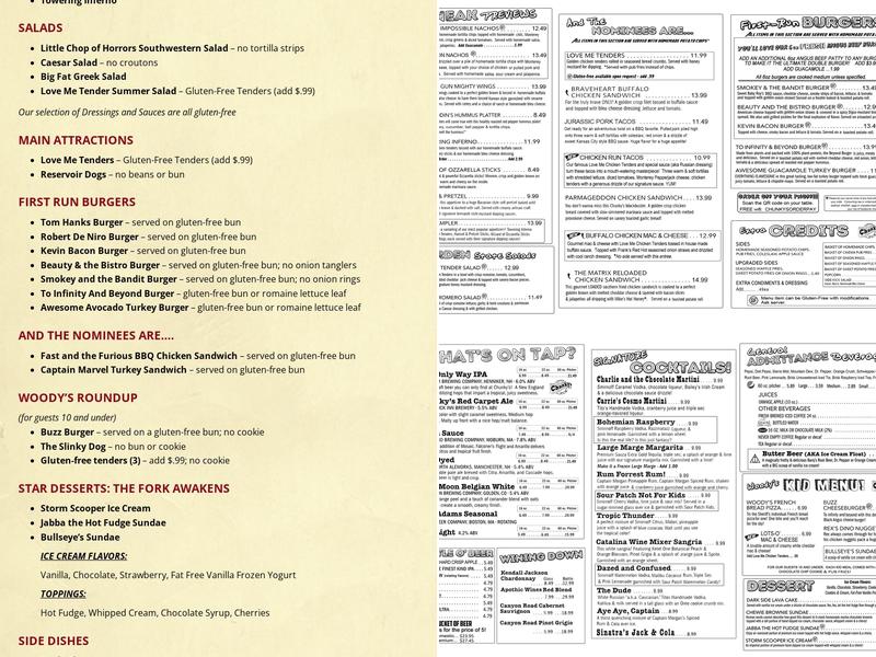 Chunky's Cinema Pub Menu