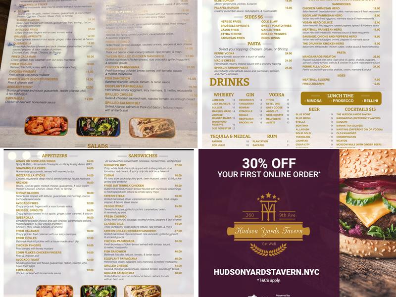 Hudson Yards Tavern Menu