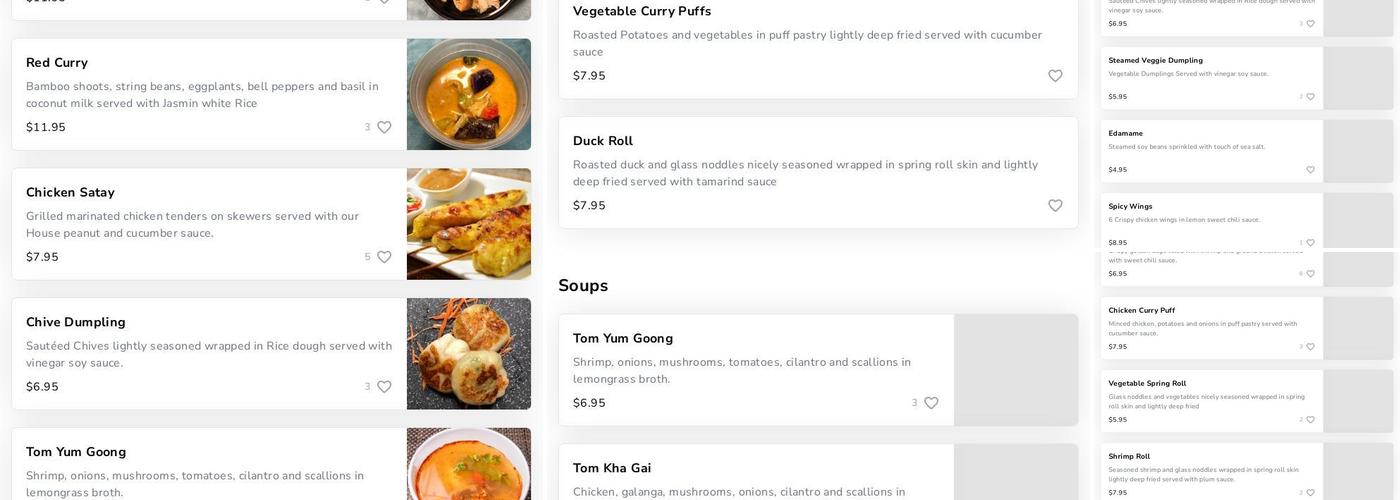 Our Thai Kitchen Menu