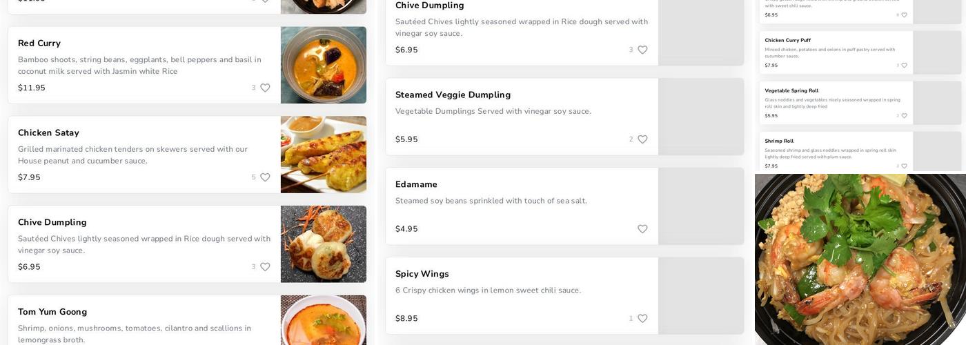 Our Thai Kitchen Menu