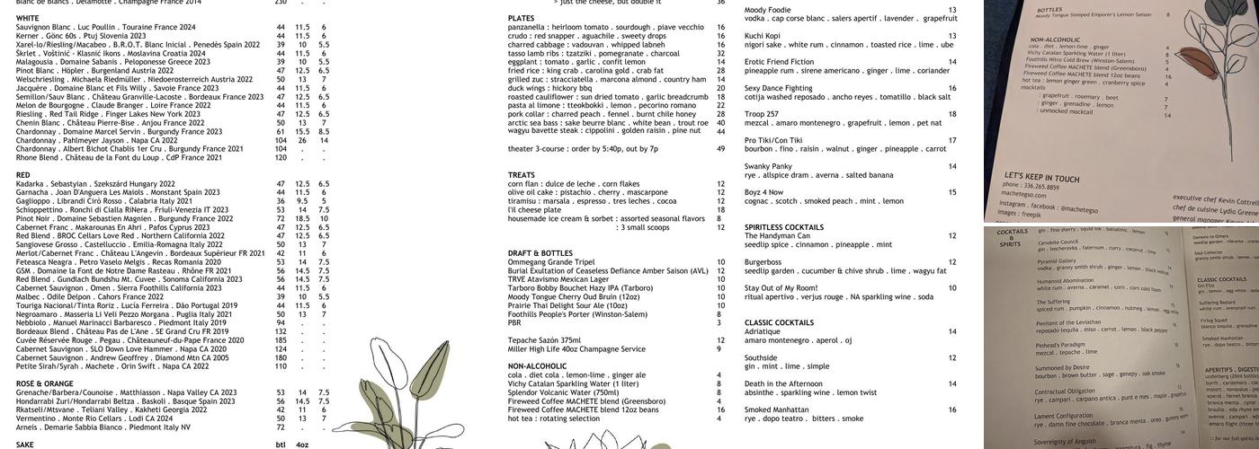 MACHETE Menu