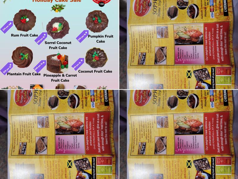 Sophia Home Style Cafe Menu