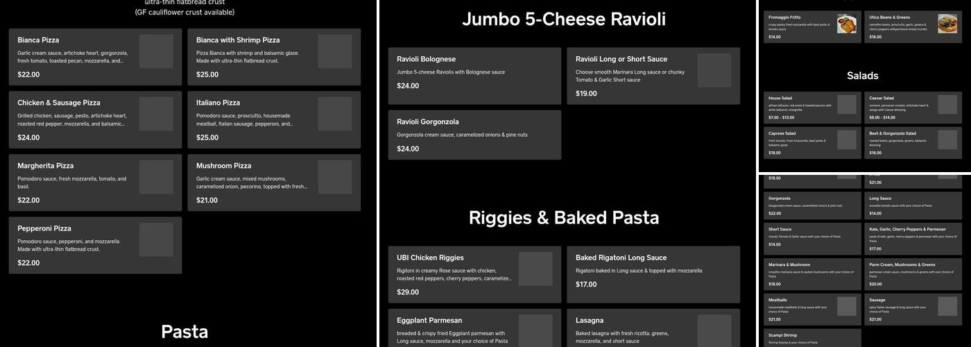 Union Block Italian at the Landing Menu