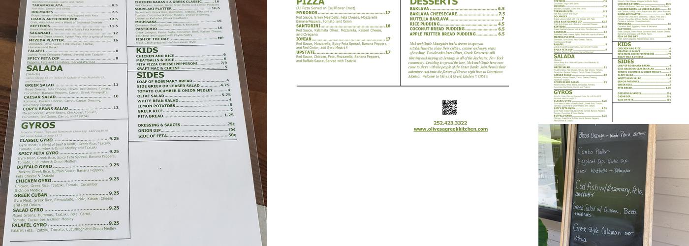 Olives A Greek Kitchen Menu