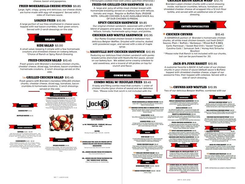 Jack-B's Menu