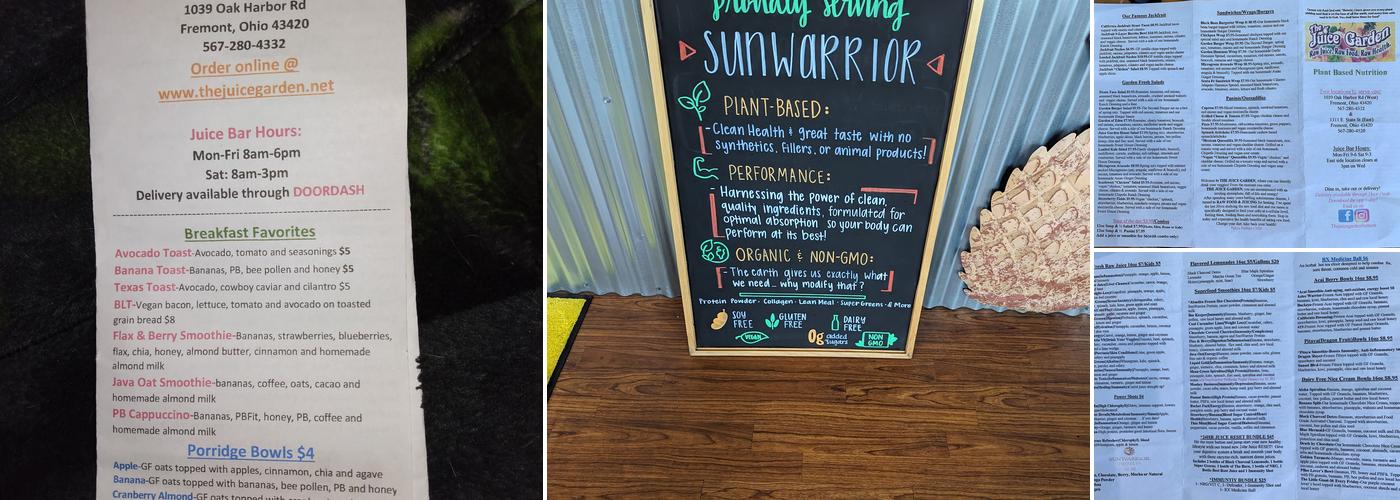 Bella's Juice Garden Menu