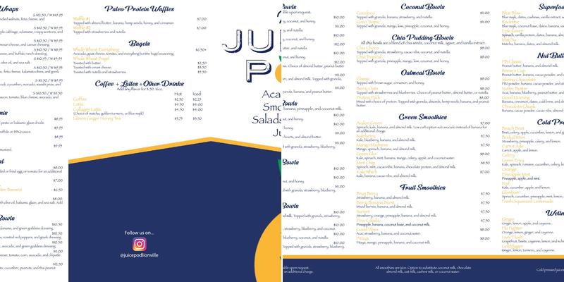 The Juice Pod Bryn Mawr Menu