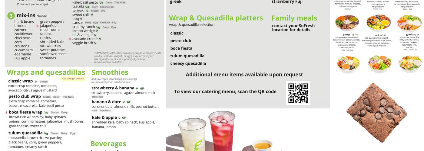 SoFresh Menu