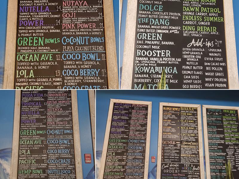 Playa Bowls Menu