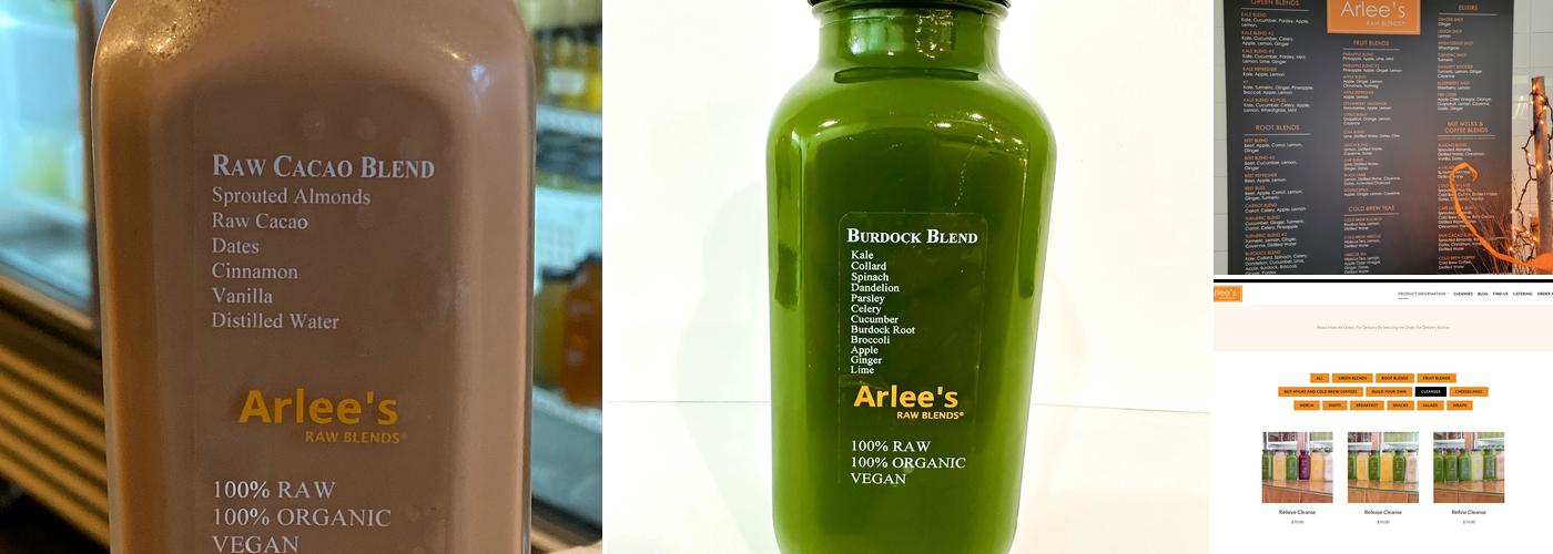 Arlee's Raw Blends Menu