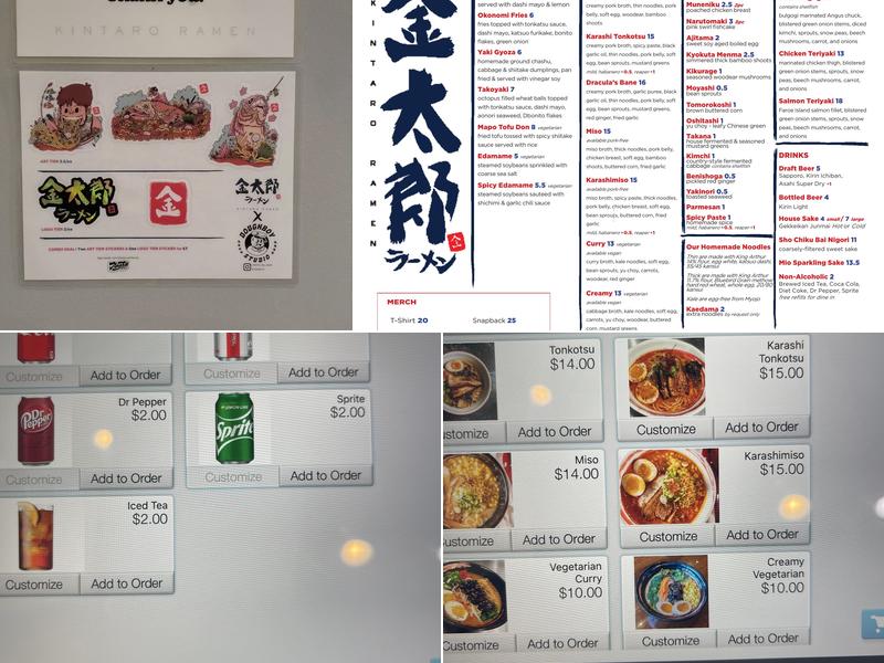 Kintaro Ramen Menu