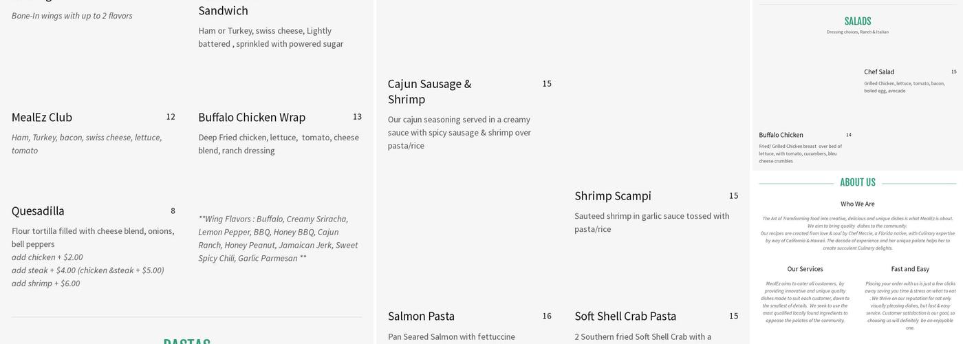 MealEz Place Menu