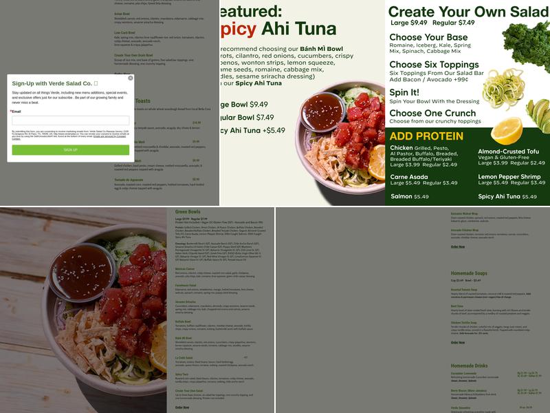 Verde Salad Co. Menu