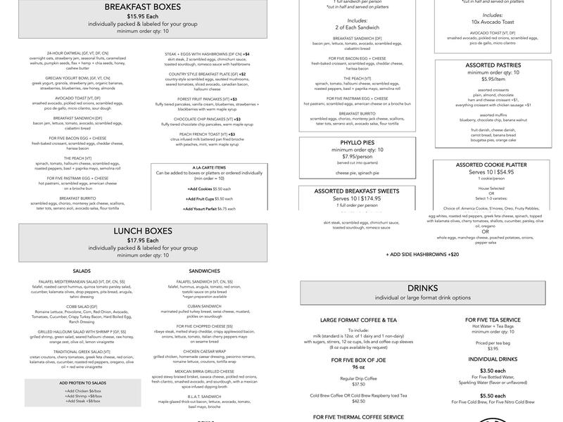 For Five Coffee Arlington Menu