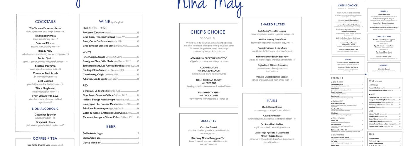 Nina May Menu
