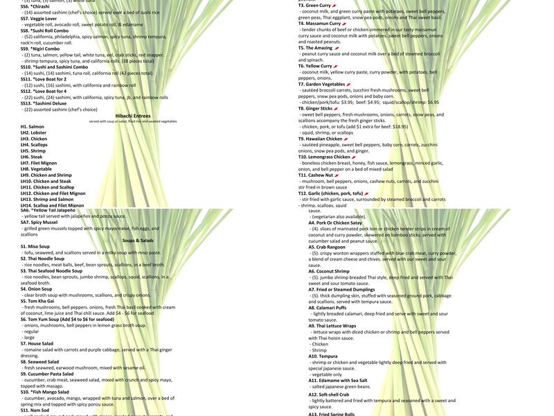 Lemongrass Thai & Sushi 2 Menu