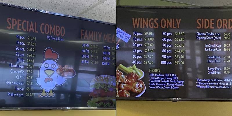 Wings Today Menu
