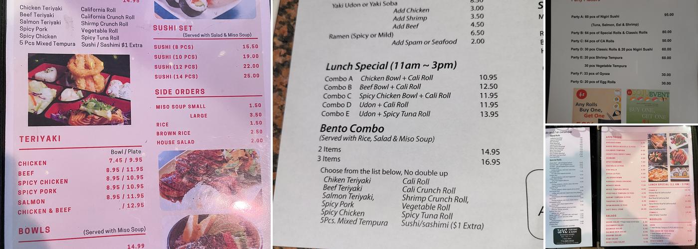 Teriyaki WA Sushi Menu