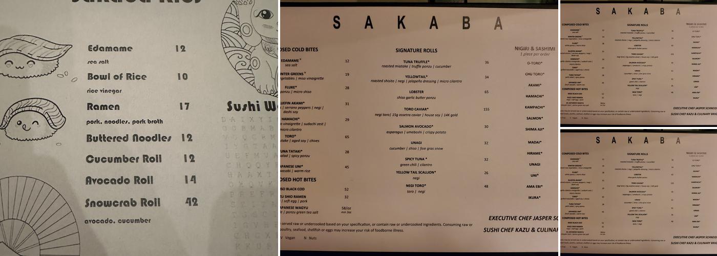 Sakaba Menu