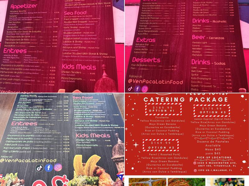 VenPaca Latin food Menu