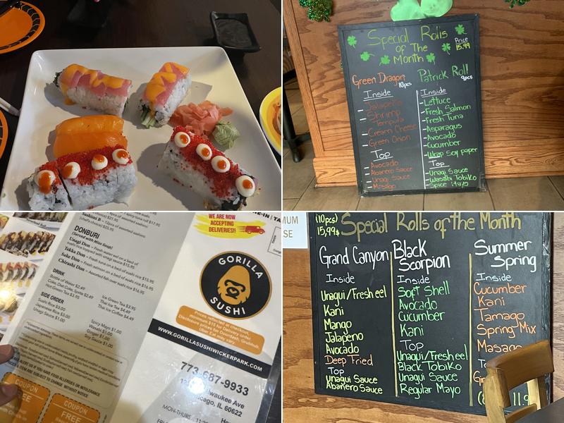Gorilla Sushi Wicker Park Menu