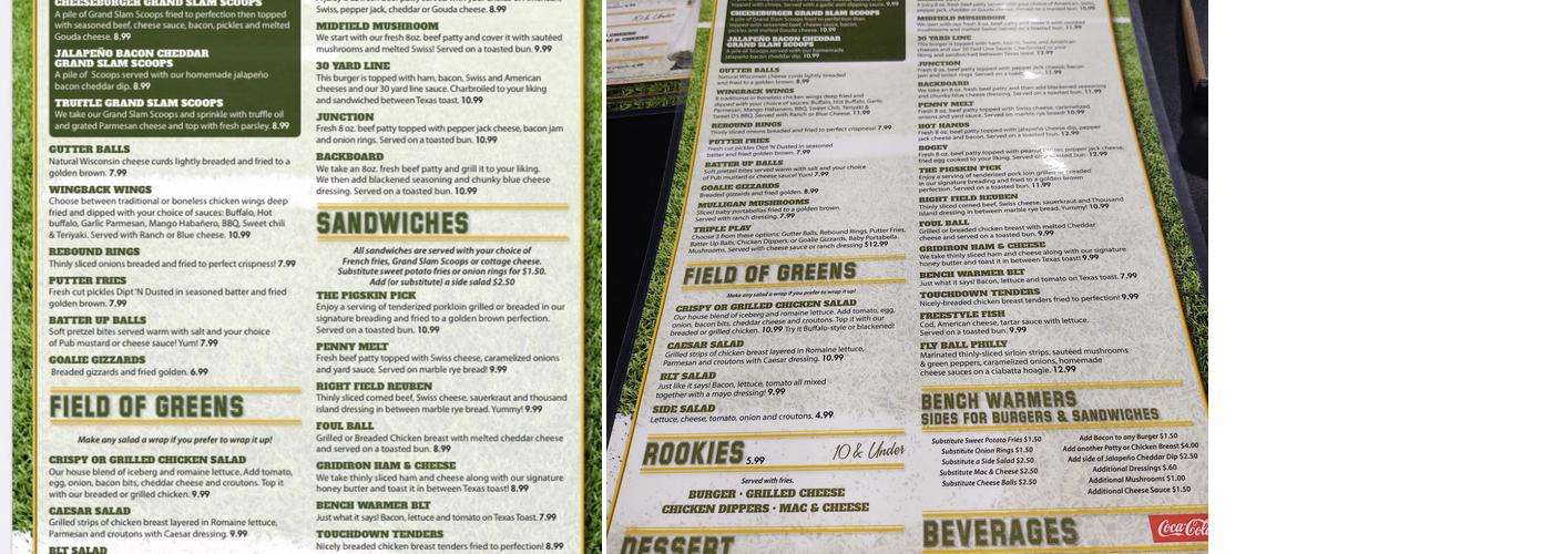 30 Yard Line Menu