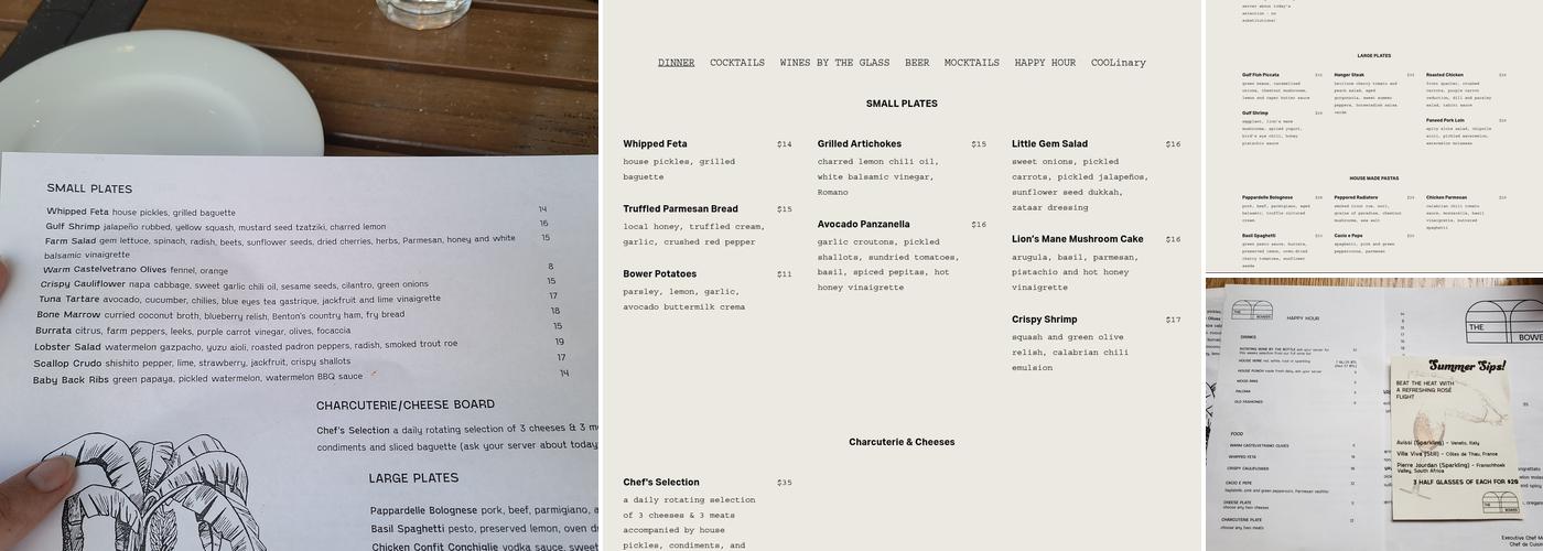 The Bower Menu