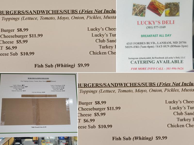 Lucky's Grille Menu
