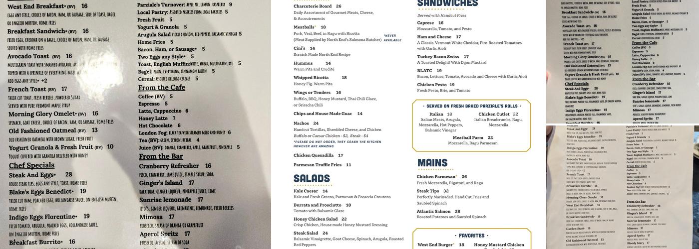 Blake's Kitchen + Bar Menu