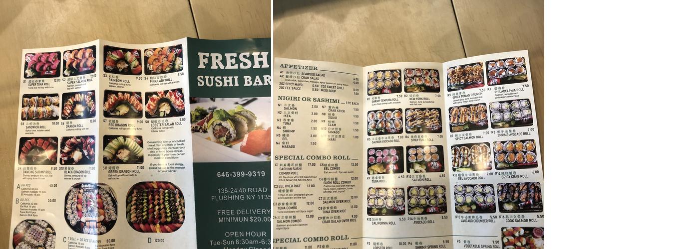 Fresh Sushi Bar Menu