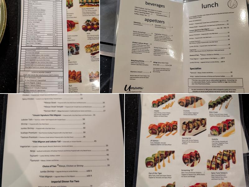 Umami Japanese Steakhouse Sushi Menu