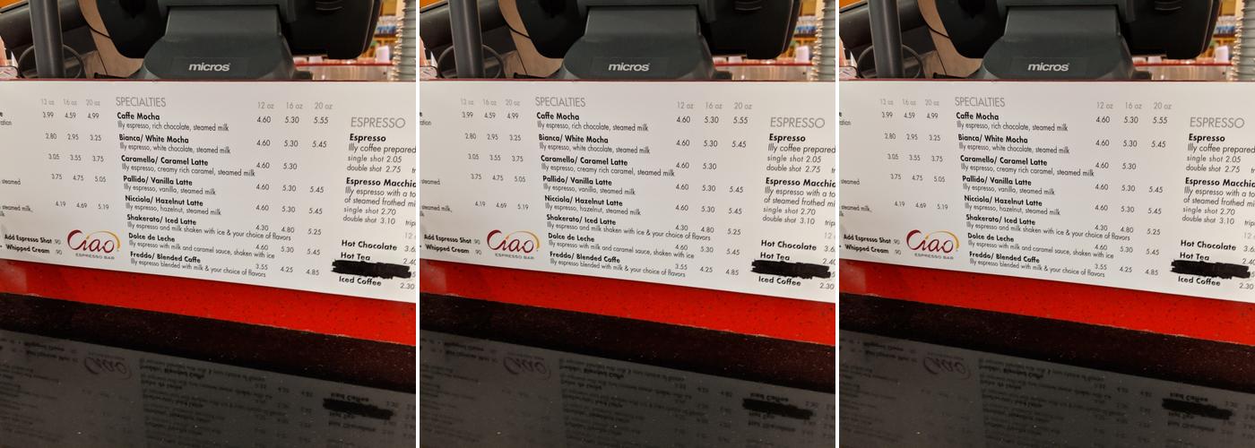 Cíao Menu