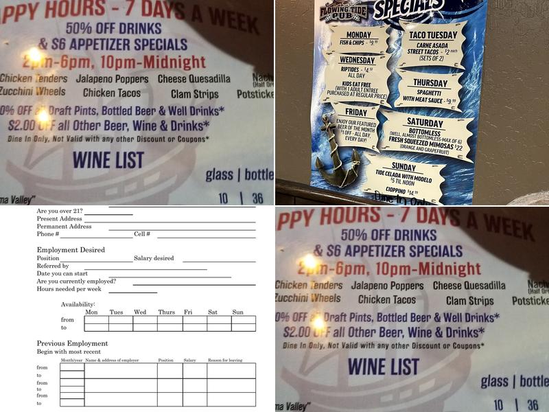 Flowing Tide Pub 7 Menu