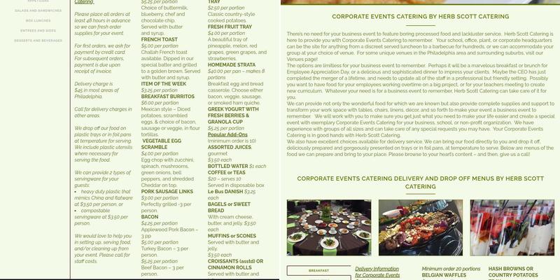 Herb Scott's Catering Menu