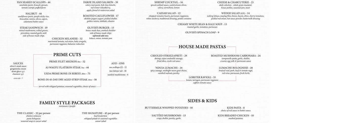 Oliver's Catering At Kleinhans Menu