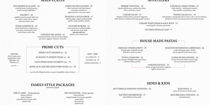 Oliver's Catering At Kleinhans Menu