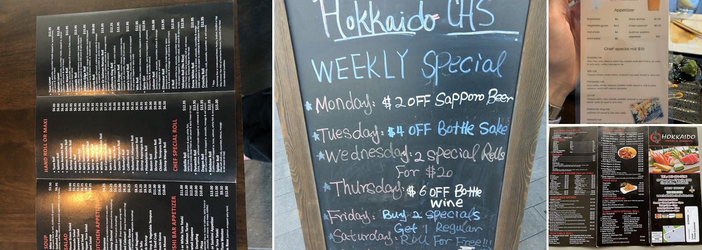 hokkaido sushi & hibachi Menu