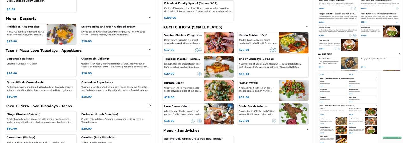 The Onion Tree Menu